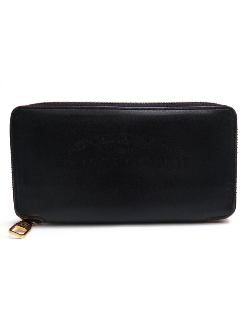 Louis Vuitton Wallet Leather Black Portefeuille Iena Parnassea Coin Purse Round